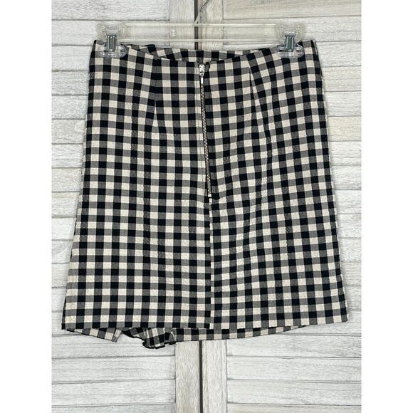 H&M Black & White Gingham Checkered Ruffled Mini Skirt Size 4 - Picture 3 of 7